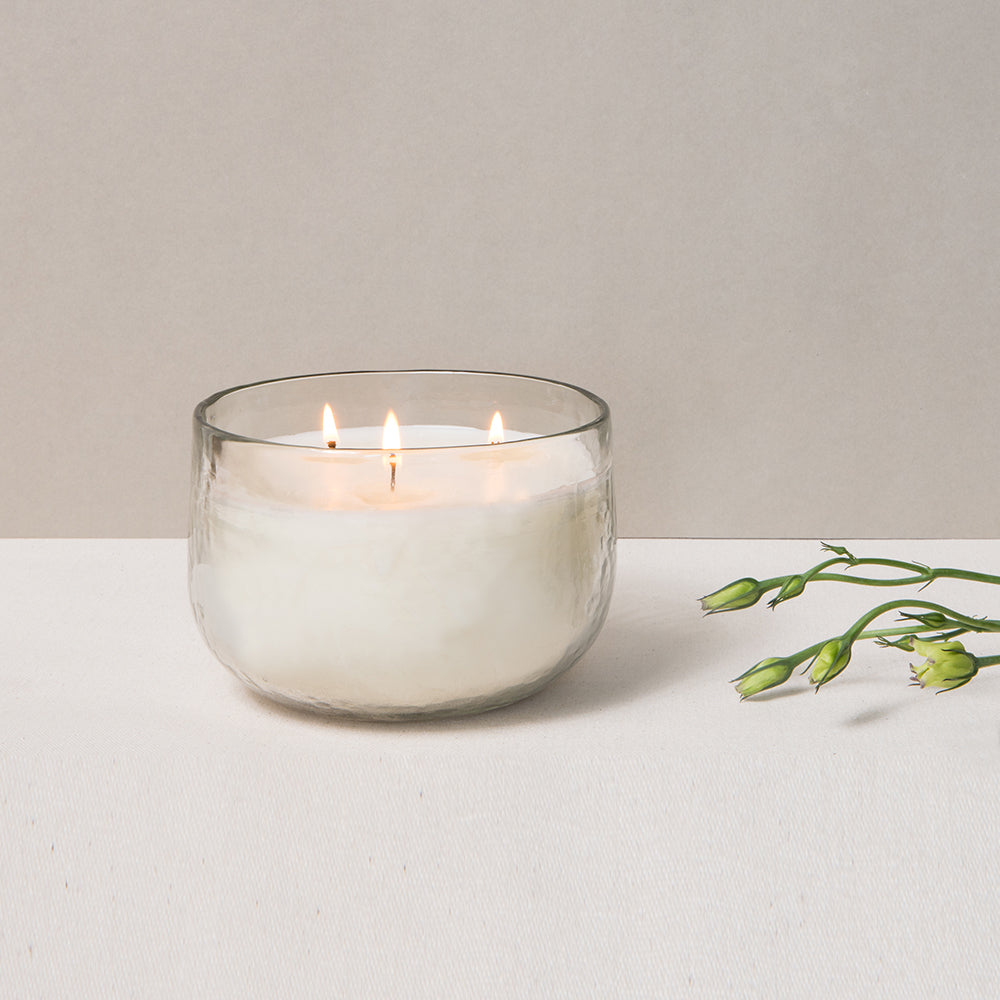 Pebbled Triple-Wick Candle Bowl